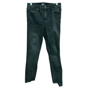 Abercrombie & Fitch High Rise Super Skinny Ankle Distressed Hem Black Jeans Sz 4